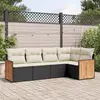 Image de vidaXL Salon de jardin 5 pcs avec coussins noir résine tressée