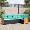 Image de vidaXL Salon de jardin 5 pcs avec coussins noir résine tressée