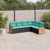 Image de vidaXL Salon de jardin 6 pcs avec coussins noir résine tressée