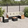 Image de vidaXL Salon 7 pcs avec coussins - Résine tressée noir