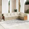 Image de vidaXL Salon de jardin 7 pcs - Coussins beige résine tressée