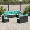 Image de vidaXL Salon de jardin 8 pcs avec coussins noir résine tressée