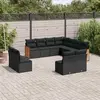 Image de vidaXL Salon de jardin 11 pcs coussins résine tressée noir