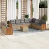 Image de vidaXL Salon de jardin 11 pcs - Beige