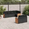 Image de vidaXL Salon de jardin - 7 pcs - Résine tressée - Coussins noir