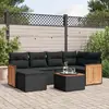 Image de VIDAXL Salon de jardin 7 pcs avec coussins noir résine tressée