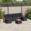 Image de vidaXL Salon de jardin 8 pcs - Coussins noirs résine tressée
