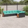 Image de vidaXL Salon de jardin 9 pcs avec coussins noir résine tressée
