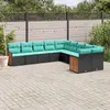 Image de vidaXL Salon de jardin 10 pcs avec coussins noir résine tressée