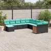 Image de vidaXL Salon de jardin 11 pcs avec coussins noir résine tressée
