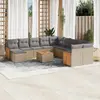 Image de vidaXL Salon de jardin 12 pcs avec coussins - Beige