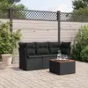Image de vidaXL Salon 4 pcs avec coussins - Résine tressée noir
