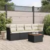 Image de vidaXL Salon de jardin 5 pcs résine tressée avec coussins noirs