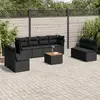 Image de vidaXL Ensemble de jardin 9 pcs - Résine tressée - Noir