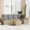 Image de vidaXL Salon de jardin 6 pcs Résine tressée Beige