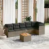 Image de vidaXL Salon de jardin avec coussins 7 pcs gris résine tressée