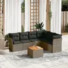 Image de Salon de jardin vidaXL 7 pièces avec coussins - Résine tressée gris