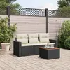 Image de VIDAXL Salon de jardin 4 pcs avec coussins noir résine tressée