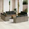 Image de vidaXL Salon de jardin avec coussins 13 pcs gris résine tressée