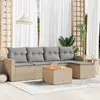 Image de vidaXL Salon de jardin avec coussins 6 pcs - Beige résine tressée
