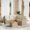 Image de vidaXL Salon de jardin 6 pièces - Beige - Résine tressée