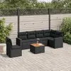 Image de vidaXL Salon de jardin 7 pcs - Noir Résine tressée