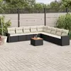 Image de vidaXL Salon de jardin avec coussins - Noir, 10 pièces