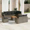 Image de vidaXL Ensemble salon de jardin 9 pcs avec coussins - Résine tressée gris