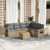 Image de vidaXL Salon de jardin 7 pcs - Beige, résine tressée