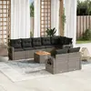 Image de vidaXL Salon de jardin 9 pcs avec coussins gris résine tressée