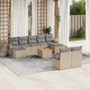 Image de vidaXL Salon de jardin avec coussins 10 pcs beige résine tressée