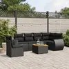 Image de Salon de jardin 7 pcs résine tressée noir avec coussins