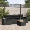 Image de vidaXL Salon de jardin 5 pièces - Noir - Résine tressée