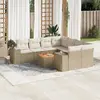Image de vidaXL Salon de jardin 9 pcs résine tressée - Coussins beige