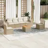 Image de vidaXL Ensemble de jardin avec coussins 7 pcs - Beige résine tressée