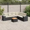Image de vidaXL Salon de Jardin 7 pcs - Noir - Résine Tressée