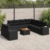 Image de vidaXL Salon de jardin 10 pcs - Noir résine tressée