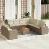 Image de vidaXL Salon de jardin avec coussins 10 pcs beige
