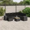 Image de vidaXL Salon de jardin 8 pcs Noir Résine Tressée
