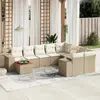 Image de vidaXL Salon de jardin 10 pcs - Coussins beige résine tressée