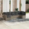 Image de vidaXL Salon de jardin avec coussins 7 pcs - Gris résine tressée