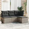 Image de vidaXL Salon de jardin 4 pcs avec coussins - Gris clair résine tressée