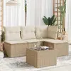 Image de vidaXL Salon de jardin 5 pcs avec coussins - Beige