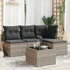 Image de vidaXL Salon de jardin 5 pcs gris clair résine tressée