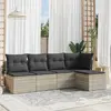 Image de vidaXL Salon de jardin 5 pcs gris clair résine tressée