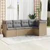 Image de vidaXL Salon de jardin - 5 pcs avec coussins - Beige