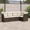 Image de vidaXL Salon de jardin avec coussins 5 pcs - Marron