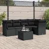 Image de vidaXL Salon de jardin 6 pcs avec coussins noir résine tressée