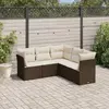 Image de vidaXL Salon de jardin 5 pcs marron résine tressée