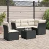 Image de vidaXL Ensemble salon de jardin 6 pcs avec coussins - Résine tressée noire